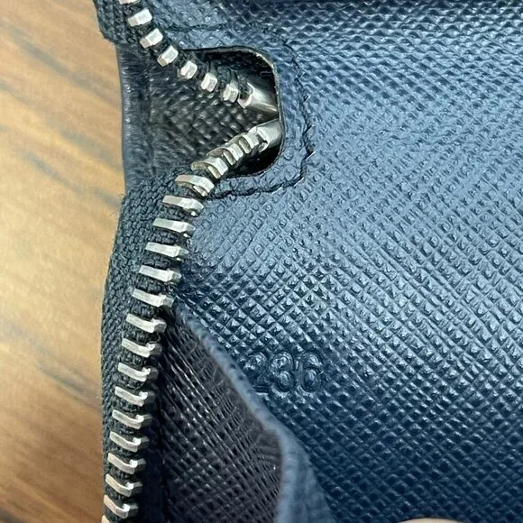 Prada 2ML220 Navy Saffiano Leather Long Organizer Wallet - Preowned